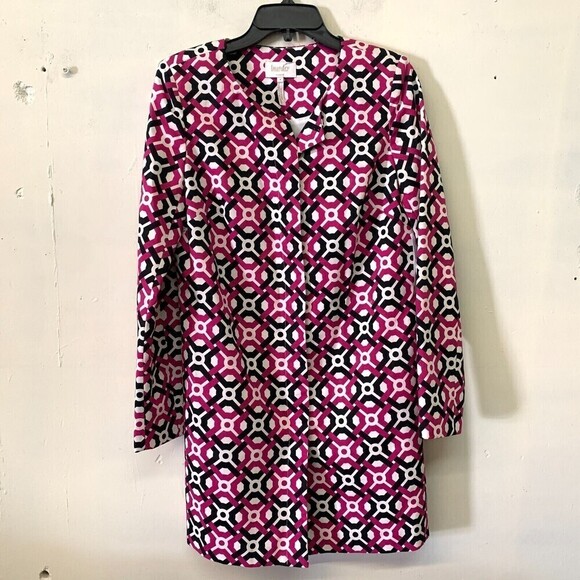 Laundry By Shelli Segal Womens Size 4 Multicolor Geometric Print Jacket Duster - Picture 2 of 7